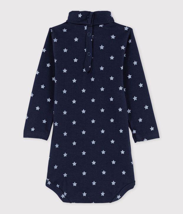 Body de manga larga con cuello redondo para beb&eacute; unisex azul/blanco