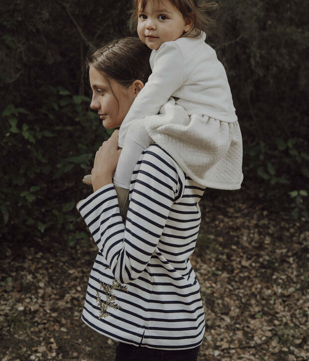 Marinera de mujer Petit Bateau x Deyrolle blanco/azul