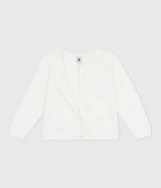 Cárdigan infantil liso de algodón blanco MARSHMALLOW
