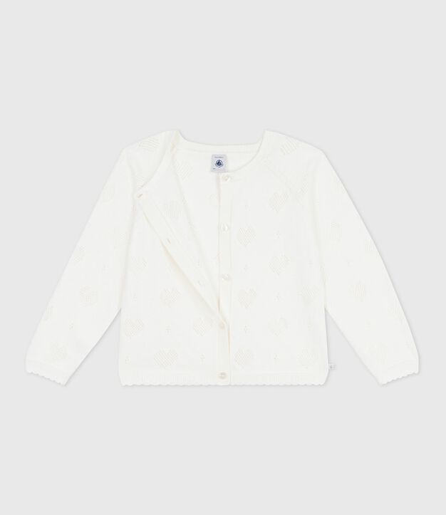 C&aacute;rdigan infantil liso de algod&oacute;n blanco