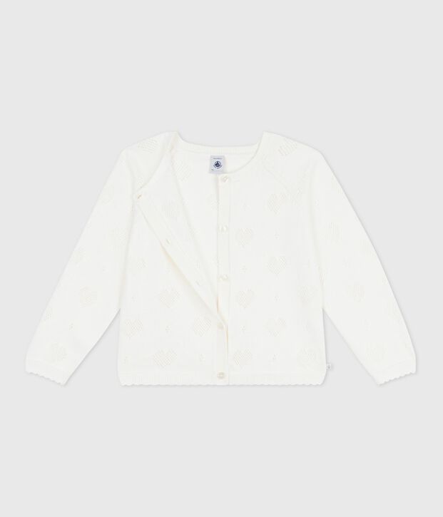 C&aacute;rdigan infantil liso de algod&oacute;n blanco