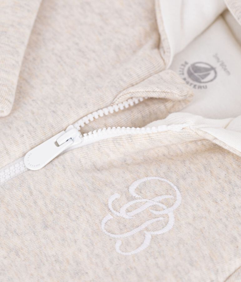 Mono liso enguatado con capucha y pies para beb&eacute; beige MONTELIMAR CHINE