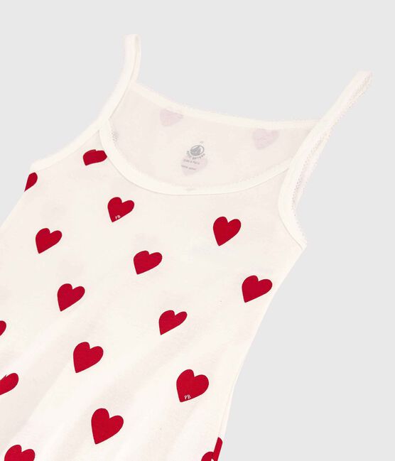 Vestido de tirantes de algodón con corazones de mujer blanco MARSHMALLOW/rojo TERKUIT