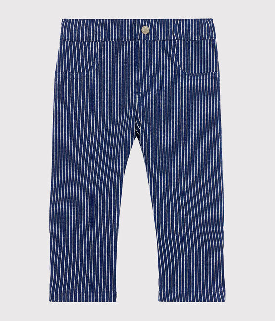 Pantalón de tela de rayas para bebé niño azul SMOKING/blanco MARSHMALLOW