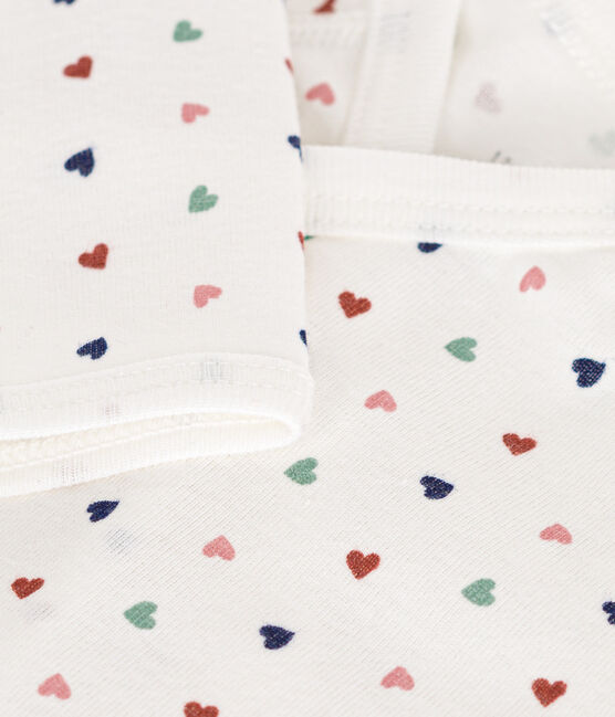 Bodi cruzado de manga larga de algodón para bebé blanco MARSHMALLOW/blanco MULTICO
