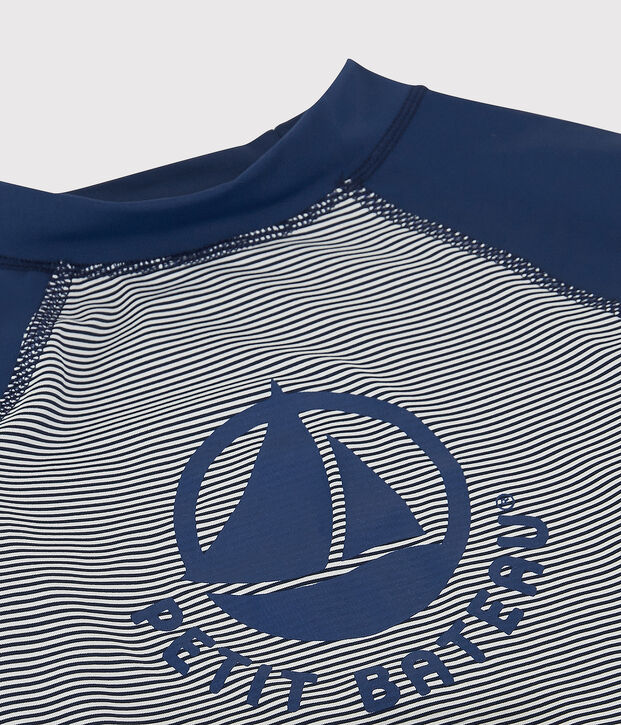 Camiseta anti-UV reciclada para ni&ntilde;o/ni&ntilde;a azul/blanco