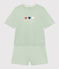 Pijama con pantalón corto y camiseta de algodón liso para mujer verde HERBIER