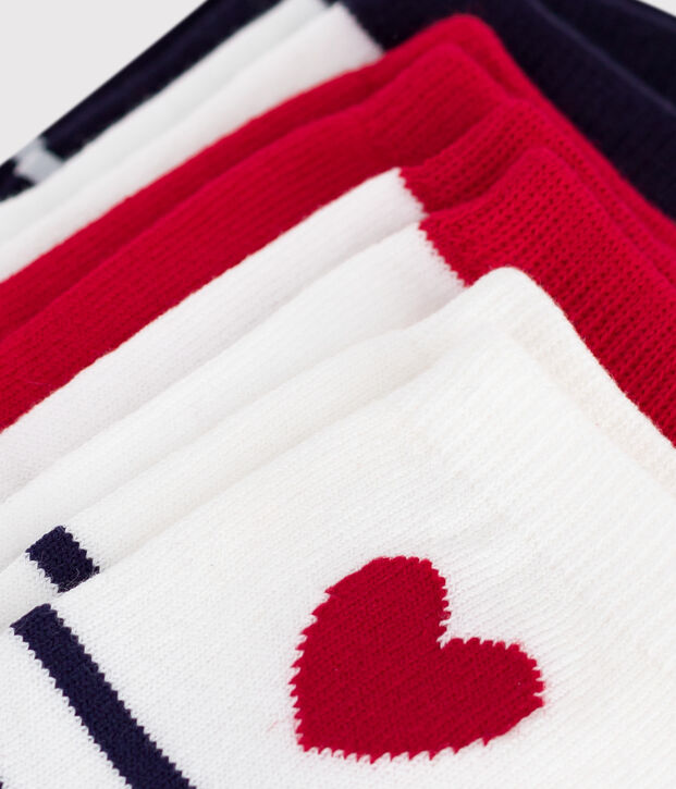 5 pares de calcetines de algod&oacute;n con rayas y corazones para beb&eacute; multicolor