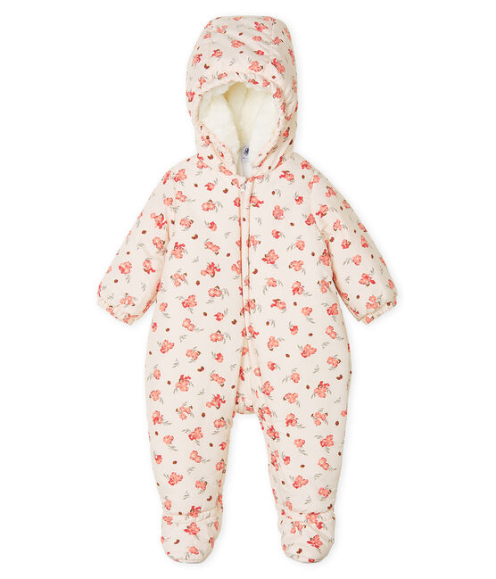 Buzo estampado de microfibra para bebé niña rosa FLEUR/blanco MULTICO