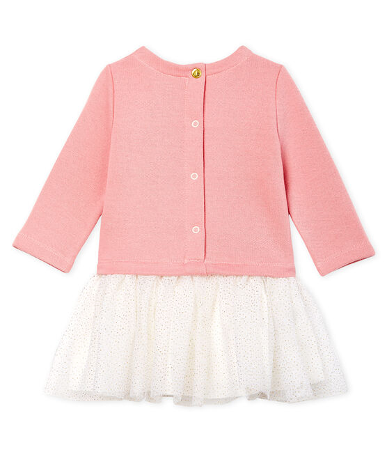 Vestido bimaterial de manga larga para bebé niña rosa CHARME/blanco MULTICO CN