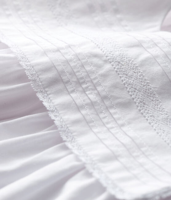 Vestido de celebración sin mangas de popelina de bebé niña blanco ECUME