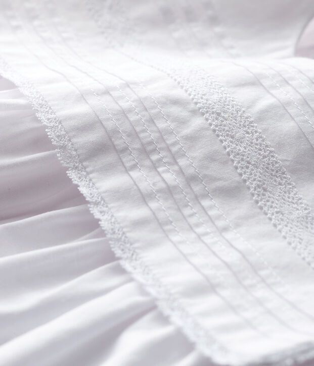 Vestido de celebraci&oacute;n sin mangas de popelina de beb&eacute; ni&ntilde;a blanco