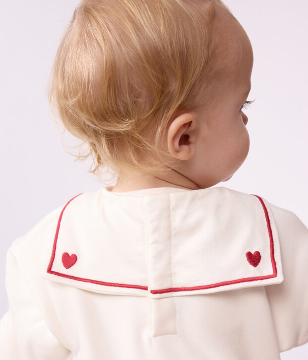 Sudadera lisa de algod&oacute;n con cuello marinero y bordado para beb&eacute; MILK