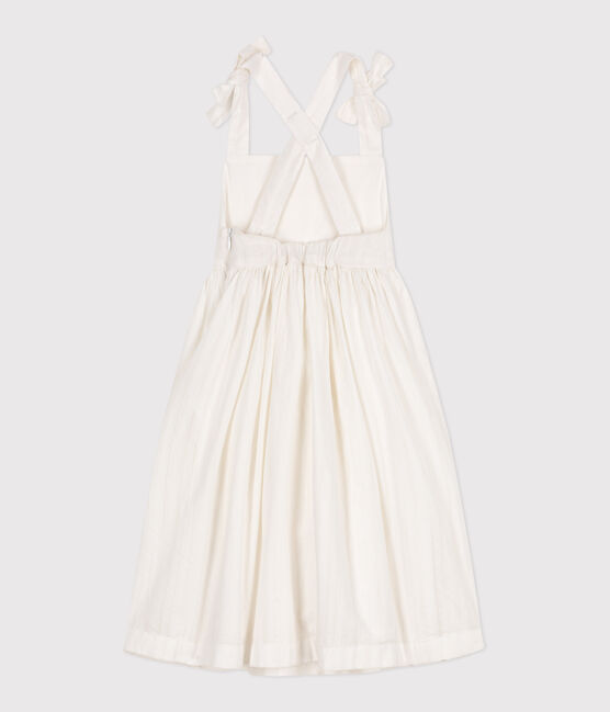 Vestido infantil largo de tirantes de algodón liso blanco ECUME