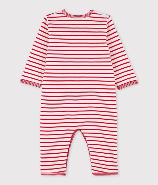 Pelele sin pies de muletón de bebé blanco MARSHMALLOW/rojo TERKUIT