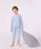 Pijama infantil de rizo de algod&oacute;n a rayas azul/crudo