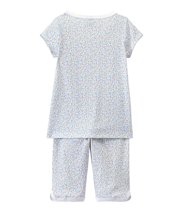 Pijama corto estampado para ni&ntilde;a blanco/multicolor