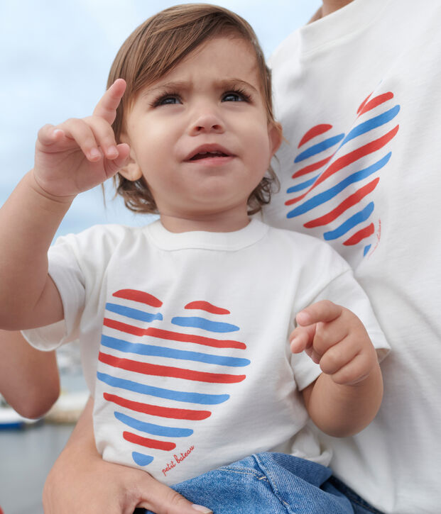 Camiseta lisa de manga corta de algod&oacute;n para beb&eacute; blanco/multicolor
