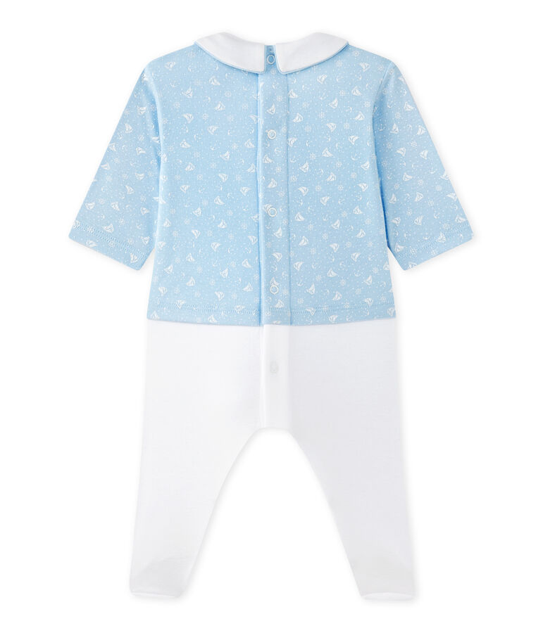 Pelele blusa bi-materia beb&eacute; ni&ntilde;o azul/blanco