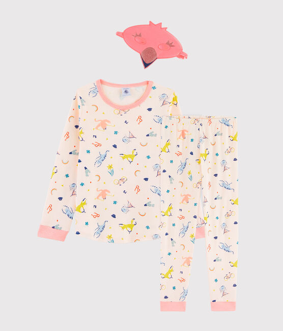 Pijama de disfraz de flamenco rosa para niña de punto rosa FLEUR/blanco MULTICO