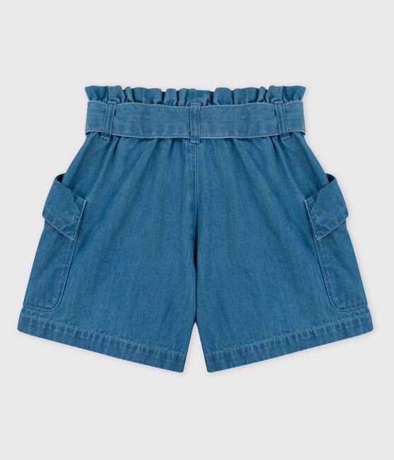 «Shorts» de tejido vaquero orgánico de niña azul DENIM CLAIR CN