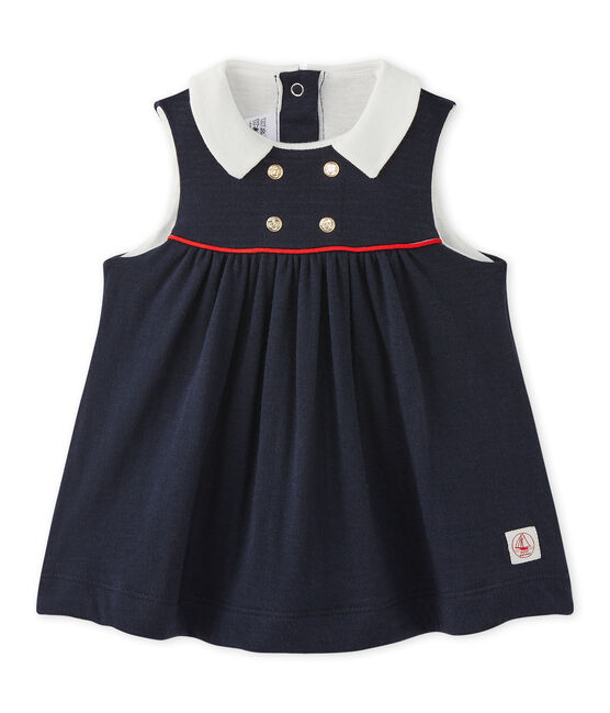 Vestido bebé niña sin mangas en túbico azul SMOKING