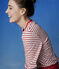 Camiseta marinera de algodón de mujer blanco MARSHMALLOW/rojo TERKUIT