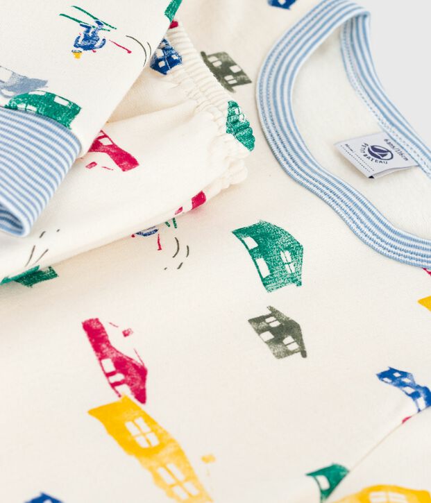 Pijama infantil de felpa con estampado de caba&ntilde;as crudo/multicolor