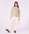 Marinera de algod&oacute;n de manga larga para mujer beige/blanco