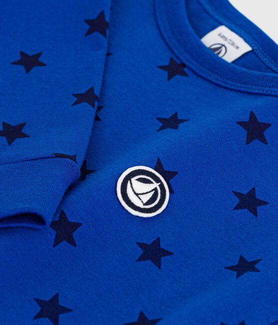 Camiseta infantil de algodón de manga larga con estampado azul OLYMPIC+SOIR