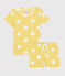 Pijama infantil corto con lunares de punto amarillo BLE/blanco ECUME