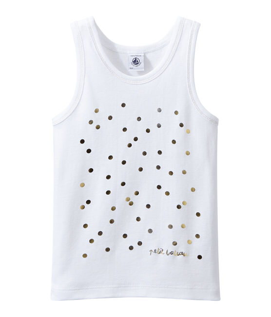 Camiseta sin mangas con motivo dorado para niña blanco ECUME