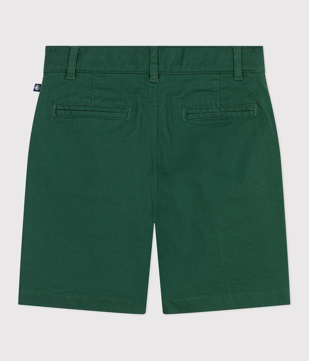 Bermudas infantiles cortas y lisas de sarga de algod&oacute;n verde