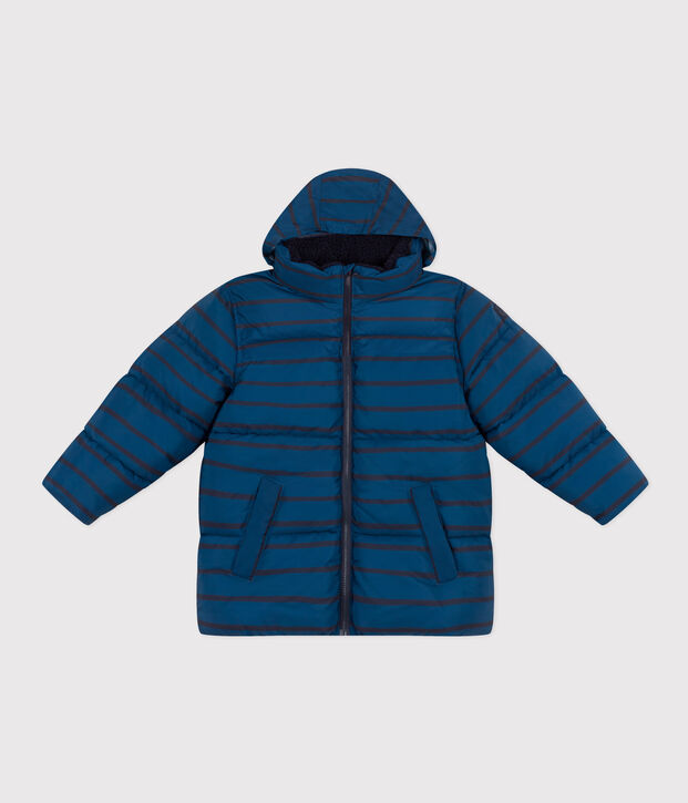 Chaqueta acolchada con capucha retr&aacute;ctil de ni&ntilde;o azul/azul