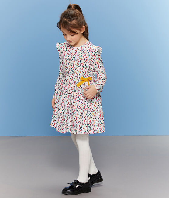 Vestido estampado para niña blanco MARSHMALLOW/blanco MULTICO