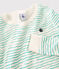 Pijama snugfit con estampado de olas de algodón de niño blanco MARSHMALLOW/ VERT