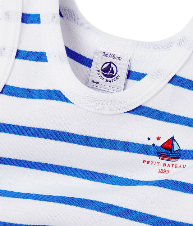 Combicourt b&eacute;b&eacute; gar&ccedil;on ray&eacute; blanco/azul