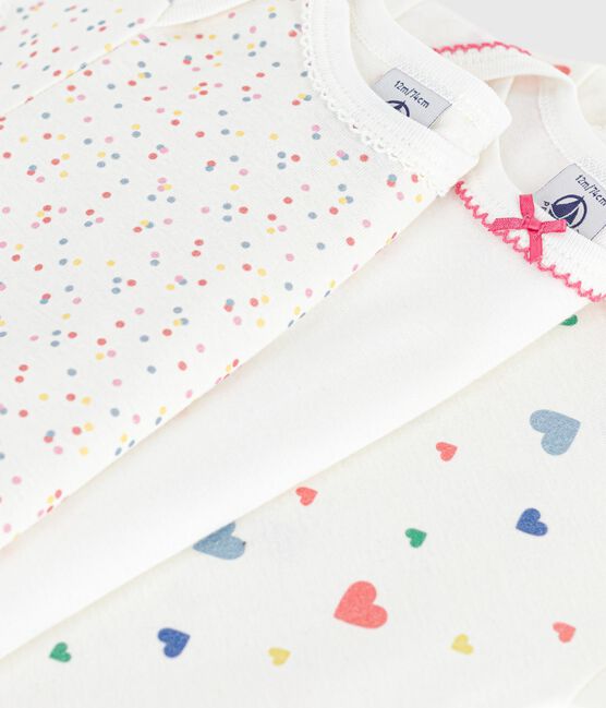 Juego de bodis de algodón de manga corta con estampado de corazones para bebé variante 1