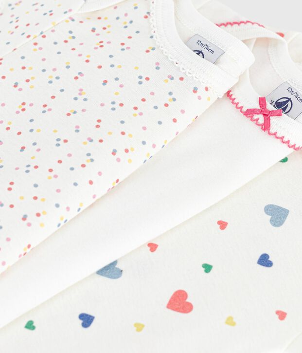 Juego de bodis de algod&oacute;n de manga corta con estampado de corazones para beb&eacute; multicolor
