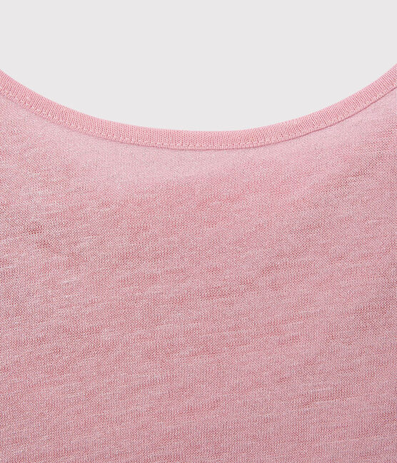 Camiseta de lino con cuello redondo rosa BABYLONE/gris ARGENT