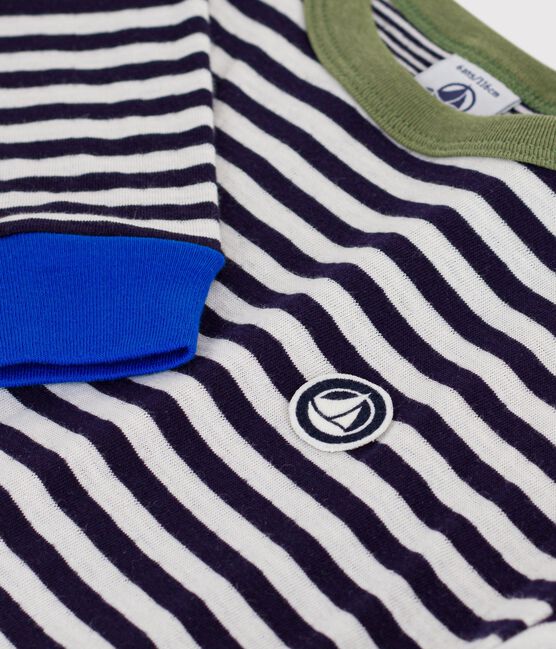 Camiseta infantil de algodón de manga larga a rayas azul SOIR/ MILK