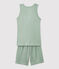 Pijama corto liso jade de algodón y lyocell de niño verde HERBIER