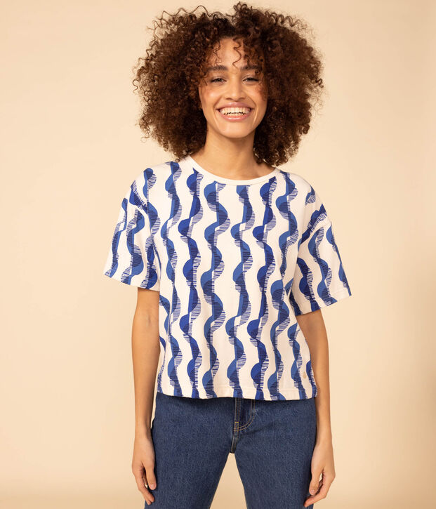 Camiseta LE BOXY estampada de algod&oacute;n para mujer crudo/multicolor