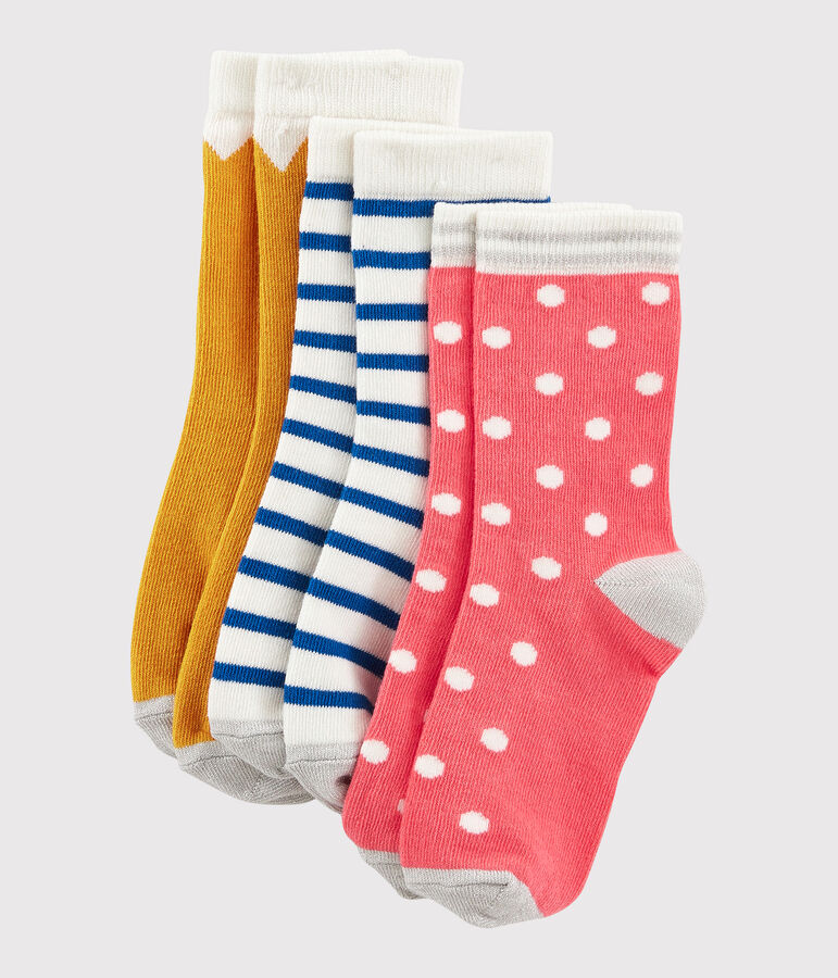 Juego de 3 pares de calcetines de ni&ntilde;a multicolor