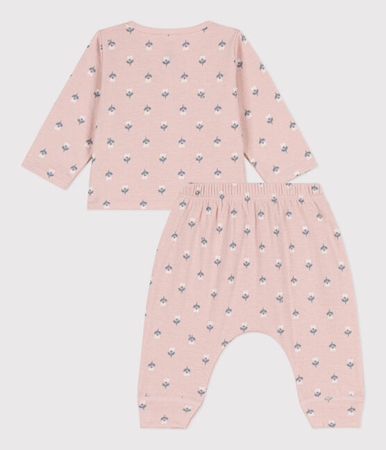 Conjunto de túbico estampado para bebé rosa SALINE/blanco MULTICO