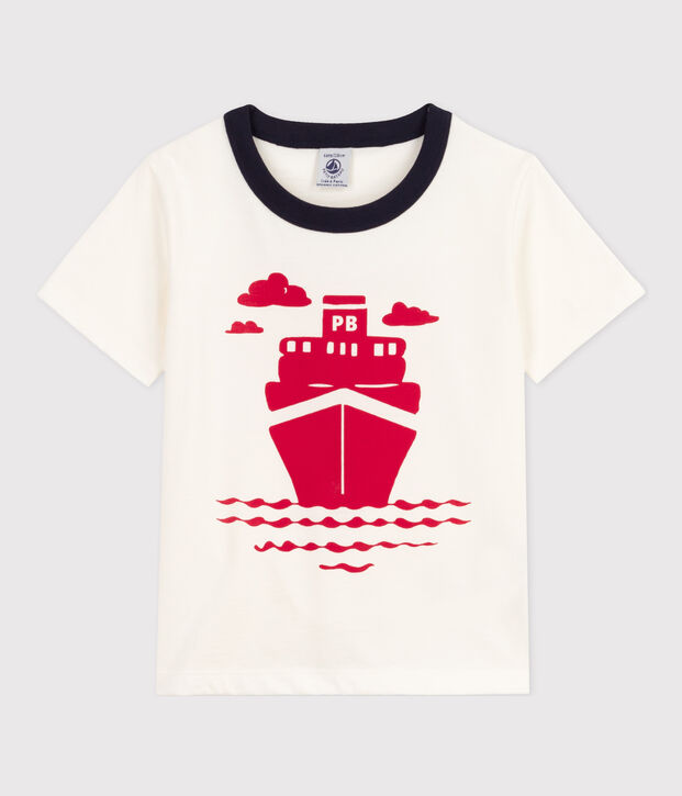 Camiseta de algod&oacute;n de manga corta para ni&ntilde;o blanco