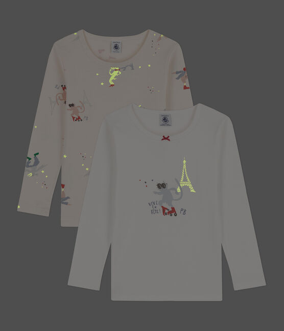 Juego de 2 camisetas de manga larga de algodón de niña/niño variante 1