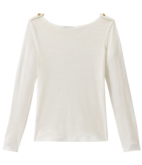 Camiseta manga larga de lino para mujer blanco LAIT