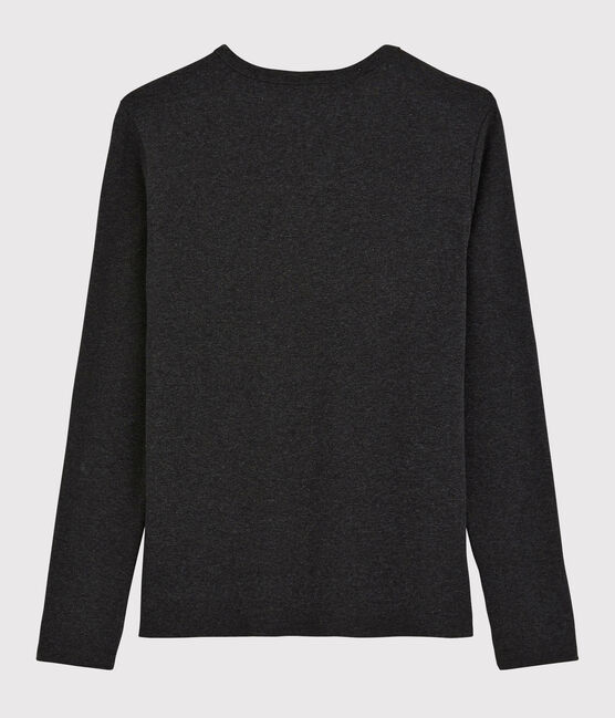 Camiseta de cuello de pico emblemática de algodón de mujer gris CITY CHINE