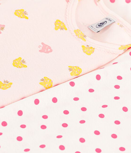 Juego de 2 pijamas de algodón de pantera y lunares para niña variante 1